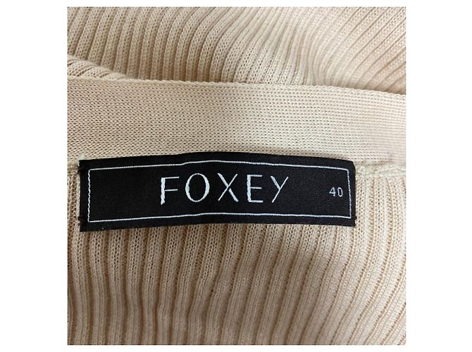 Autre Marque Langer gerippter Strickcardigan FOXEY Pink Beige - Ansicht 4
