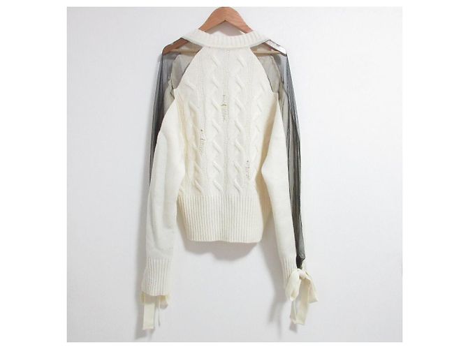 Autre Marque Strickpullover aus Wolle mit Spitze frankie morello Aus weiß - Ansicht 2
