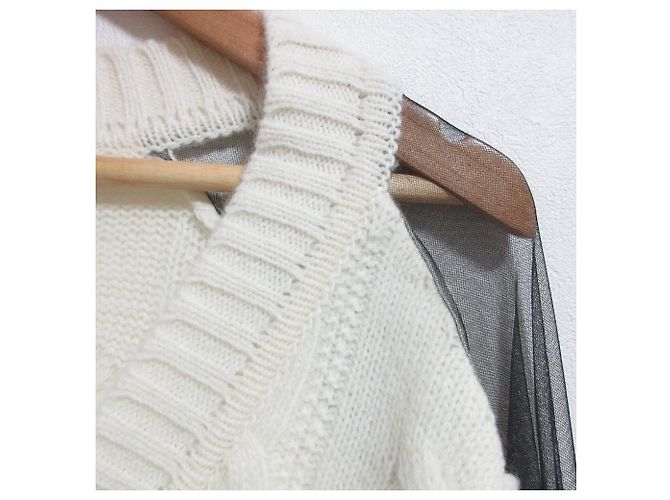 Autre Marque Strickpullover aus Wolle mit Spitze frankie morello Aus weiß - Ansicht 4