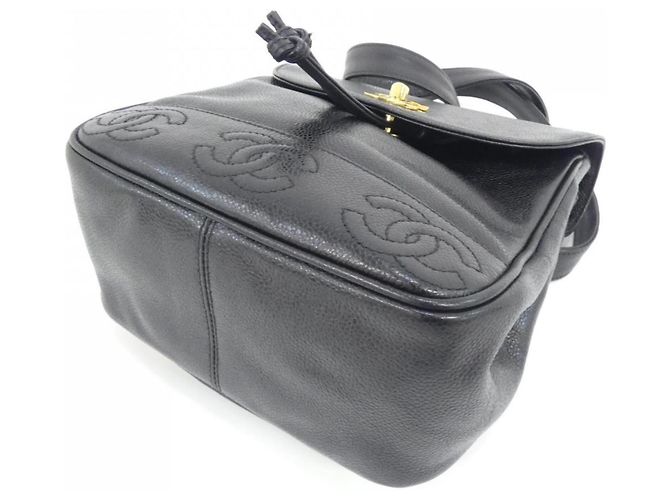 Zaino Chanel in pelle di vitello martellata nera Nero - vista 3