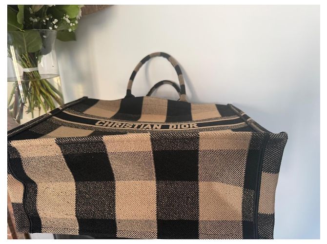 Dior Book Tote Canvas Tote Bag mit Karomuster Schwarz Beige - Ansicht 10