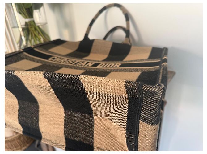 Dior Book Tote Canvas Tote Bag mit Karomuster Schwarz Beige - Ansicht 12