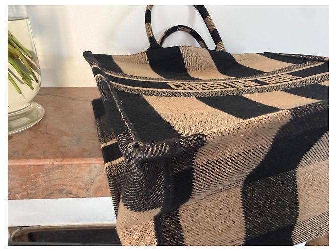 Dior Book Tote Canvas Tote Bag mit Karomuster Schwarz Beige - Ansicht 14