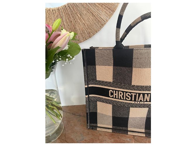 Dior Book Tote Canvas Tote Bag mit Karomuster Schwarz Beige - Ansicht 5