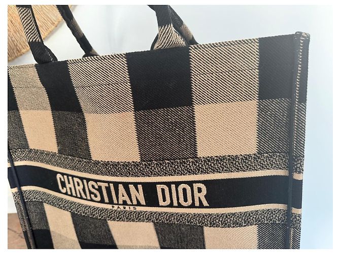 Dior Book Tote Canvas Tote Bag mit Karomuster Schwarz Beige - Ansicht 7