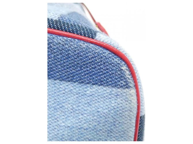 Borsa Louis Vuitton Denim Monogram Neverfull MM Rosso Blu - vista 2