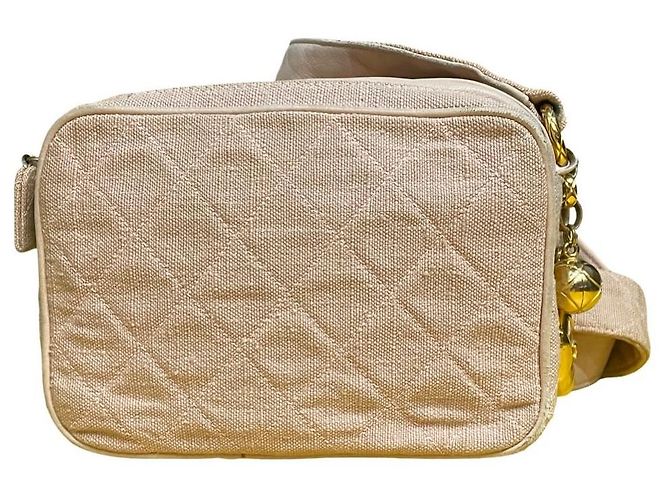 Chanel Borsa a Tracolla Camera in Lino Rosa Cipria - vista 14