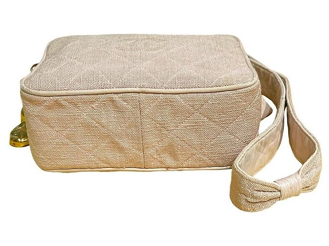 Chanel Borsa a Tracolla Camera in Lino Rosa Cipria - vista 16