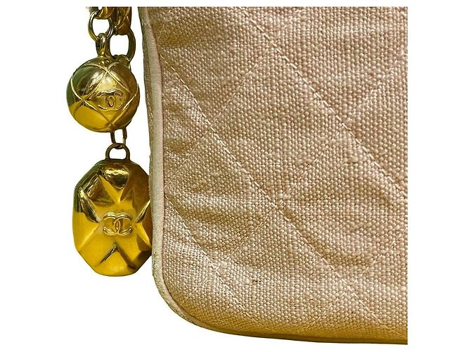 Chanel Borsa a Tracolla Camera in Lino Rosa Cipria - vista 2