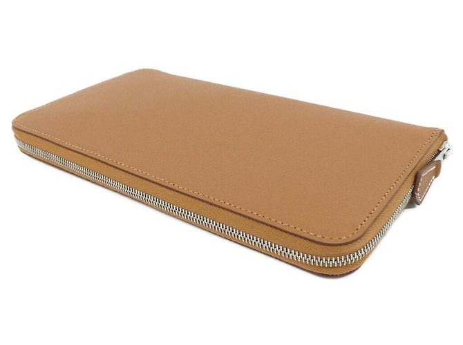 Cartera de seda plegable ANCRES Hermès Castaño Dorado - vista 2