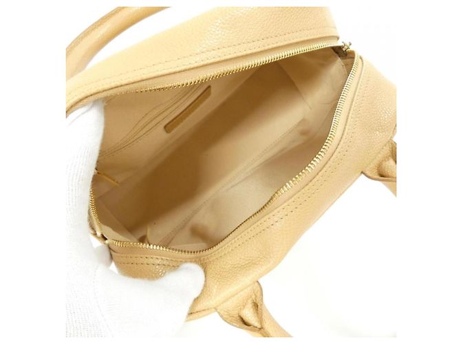 Borsa Boston Chanel 20996 in pelle di vitello granulata beige - vista 10