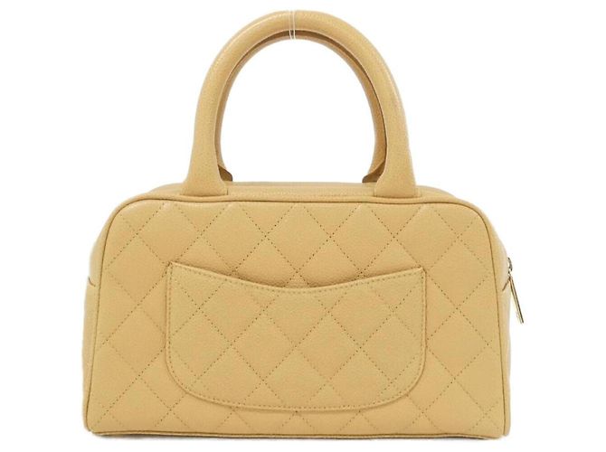 Borsa Boston Chanel 20996 in pelle di vitello granulata beige - vista 2