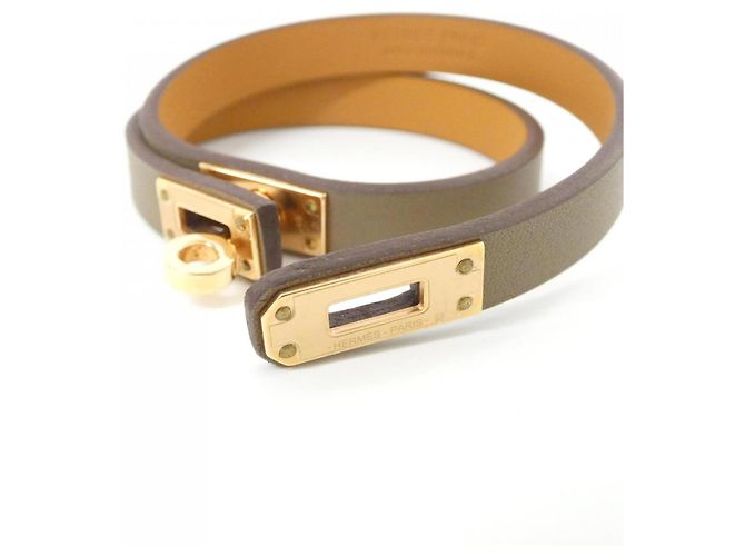 Hermès Pulsera Charm Mini Kelly Double Tour Hermes Beige Gris pardo - vista 3