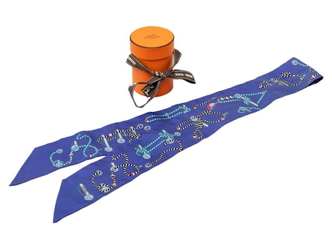 Hermès Sciarpa Twilly Cordages Hermes Blu - vista 5