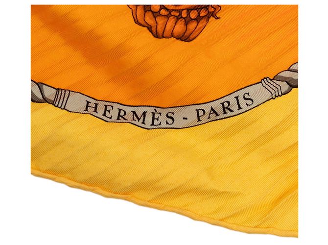 Sciarpa Hermès plissettata LES FOLIES DU CIEL Arancione - vista 7