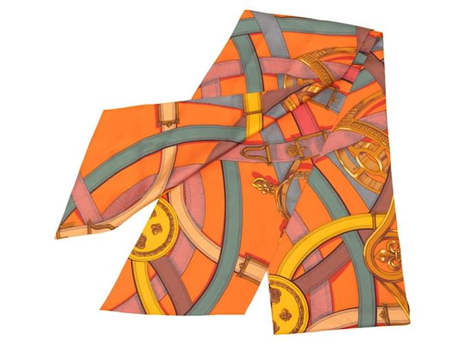 Hermès Hermes Maxi Twilly Cavalcadour Schal Mehrfarben Orange - Ansicht 2