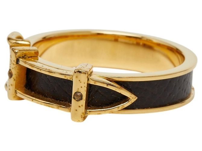 Ring Anillo para pañuelo con motivo de cinturón Hermès Dorado Marrón oscuro - vista 3