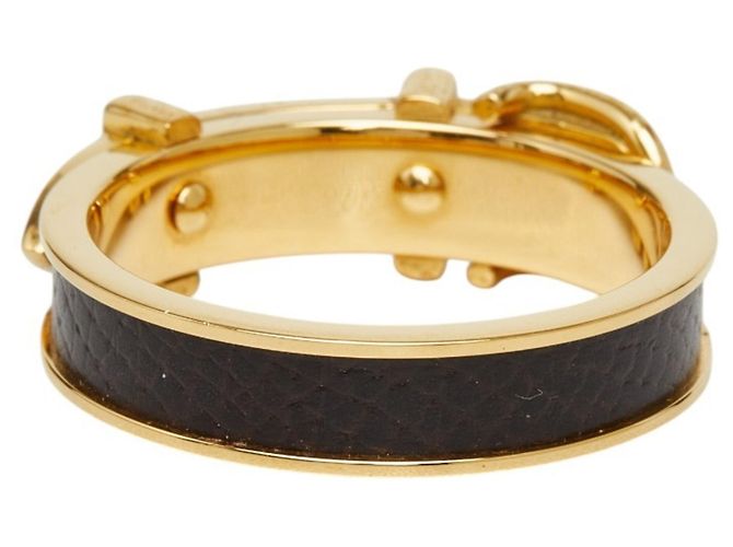 Ring Anillo para pañuelo con motivo de cinturón Hermès Dorado Marrón oscuro - vista 4