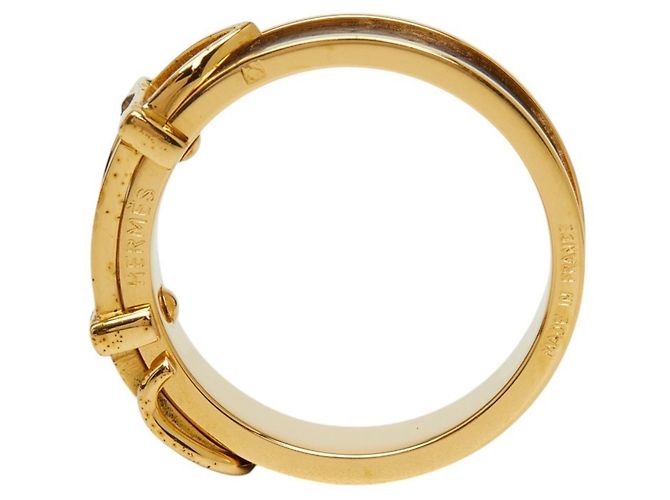 Ring Anillo para pañuelo con motivo de cinturón Hermès Dorado Marrón oscuro - vista 6