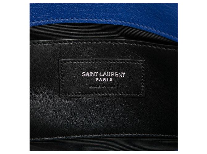 Borsa a mano in pelle blu Saint Laurent - vista 5