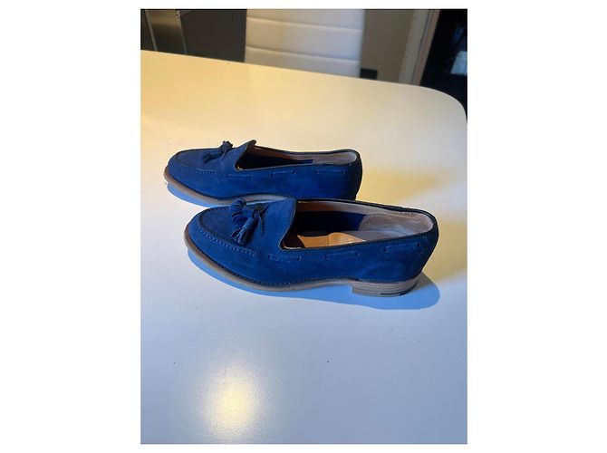 Church's Custom Grade Mocassini con Nappine in Camoscio Blu - vista 2
