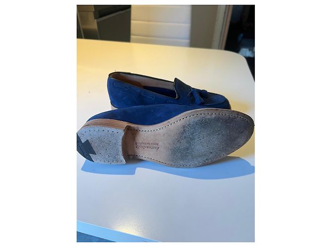 Church's Custom Grade Mocassini con Nappine in Camoscio Blu - vista 6