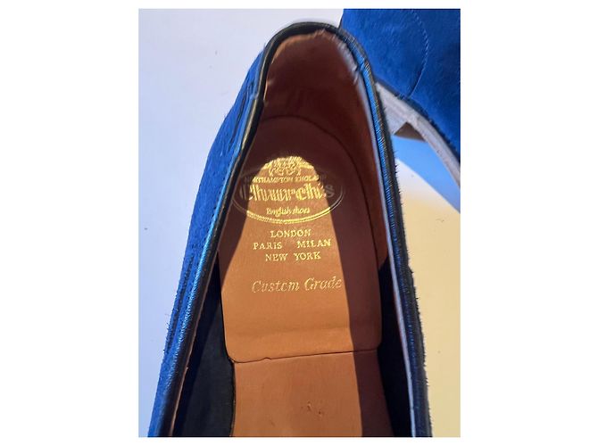 Church's Custom Grade Mocassini con Nappine in Camoscio Blu - vista 7