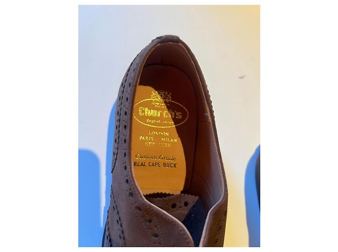 Church's Scarpe Stringate Brogue in Camoscio Marrone - vista 5