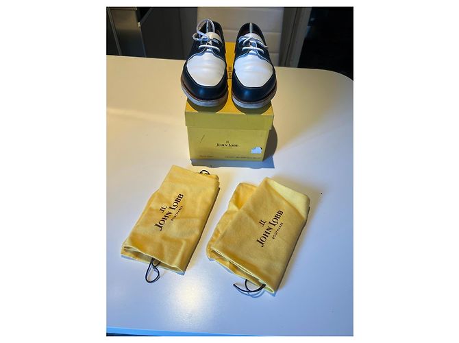 John Lobb zweifarbige Schnürschuhe aus Leder Weiß Dunkelblau - Ansicht 2