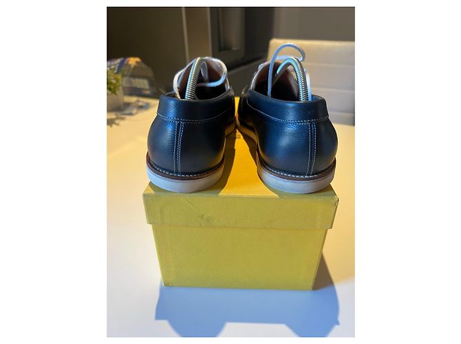 John Lobb zweifarbige Schnürschuhe aus Leder Weiß Dunkelblau - Ansicht 4