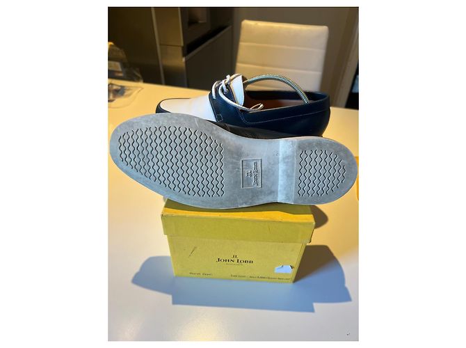 John Lobb zweifarbige Schnürschuhe aus Leder Weiß Dunkelblau - Ansicht 6