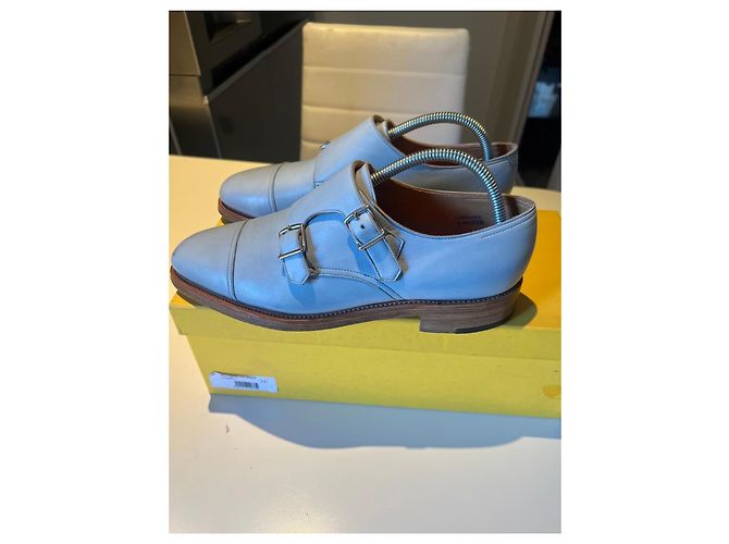 John Lobb William Double Monk Strap in pelle azzurra Blu - vista 3