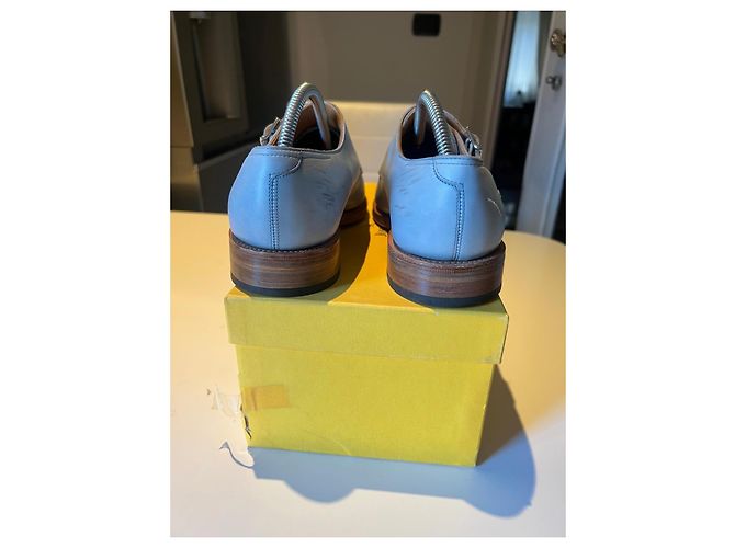 John Lobb William Double Monk Strap in pelle azzurra Blu - vista 4