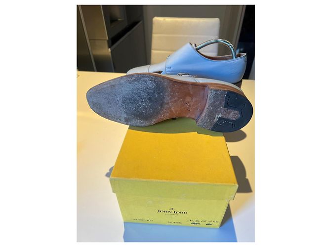 John Lobb William Double Monk Strap in pelle azzurra Blu - vista 8