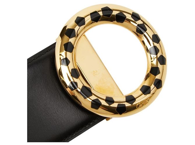 Cartier Panthère Gürtel mit Rundschließe Schwarz Golden - Ansicht 4