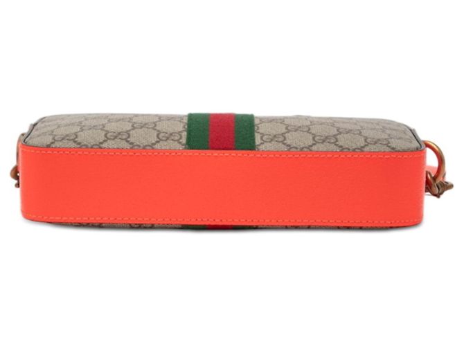 Borsa a Spalla Gucci Ophidia GG Supreme Beige Arancione - vista 3