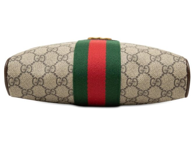 Borsa a tracolla e a spalla Gucci GG Supreme Sherry Line Ophidia Marrone Rosso Verde - vista 3