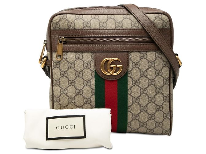 Borsa a tracolla e a spalla Gucci GG Supreme Sherry Line Ophidia Marrone Rosso Verde - vista 7
