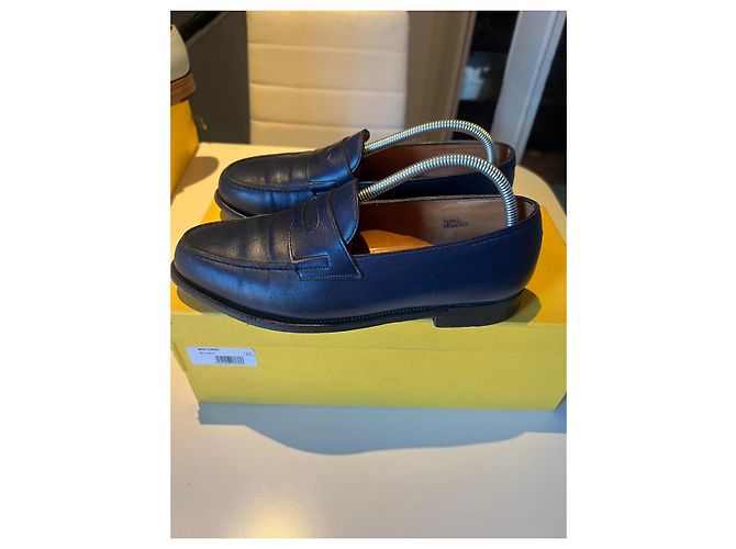 John Lobb Lopez Mocassini in pelle blu - vista 3