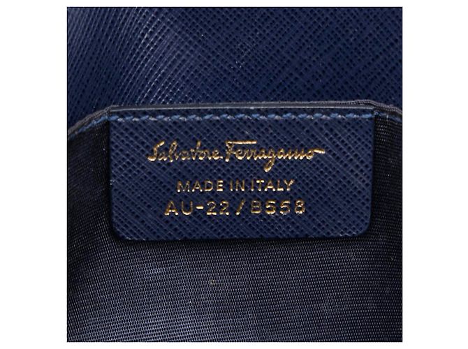 Borsa a tracolla in pelle blu navy Salvatore Ferragamo - vista 11