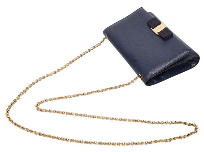 Borsa a tracolla in pelle blu navy Salvatore Ferragamo - vista 8