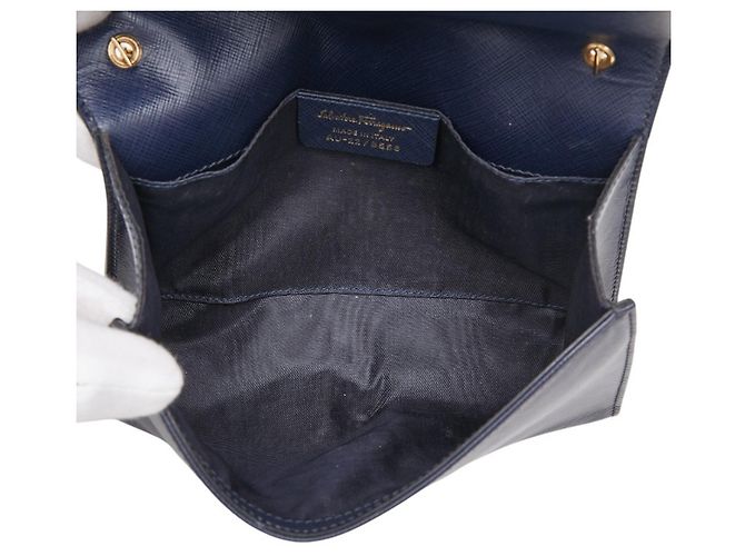 Borsa a tracolla in pelle blu navy Salvatore Ferragamo - vista 9