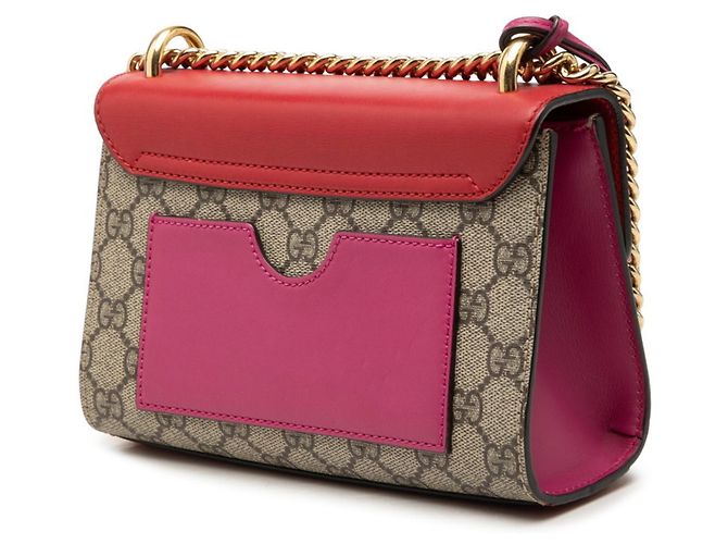 Padlock Borsa a tracolla Gucci GG Supreme con catena a lucchetto Rosa Rosso Beige - vista 2