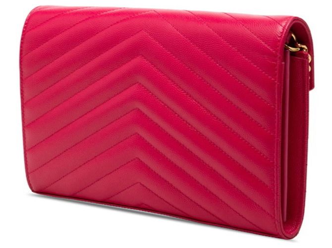 Portafoglio a tracolla con catena Cassandra Classic di Saint Laurent Rosa - vista 2