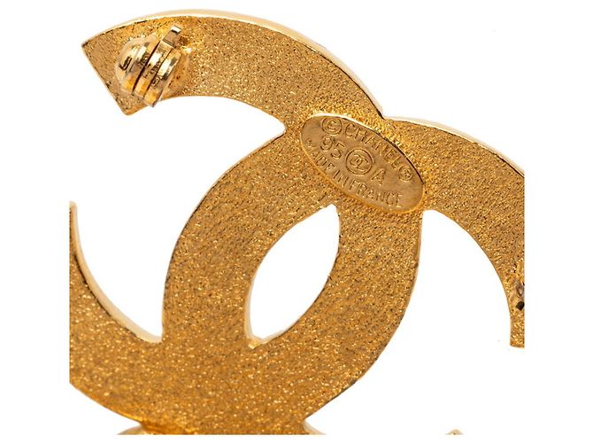Spilla Vintage Chanel Coco Mark Heart Clover Matelassé D'oro - vista 3