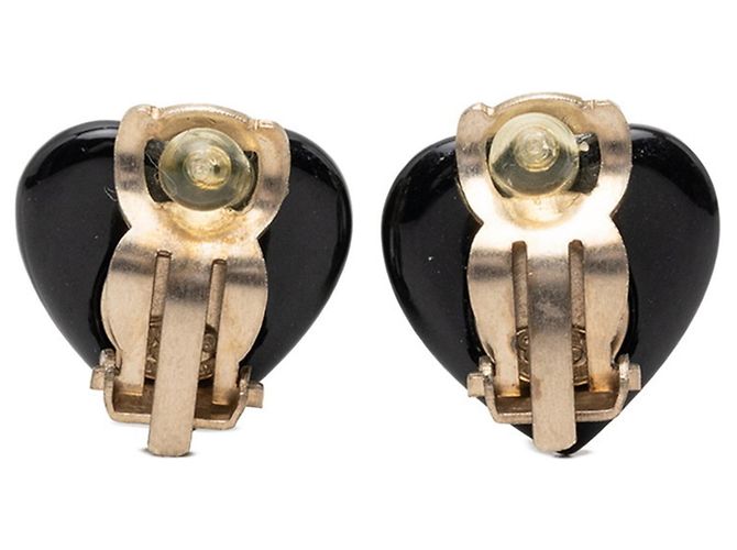 Orecchini a clip Chanel Coco Mark con motivo a cuore Nero Beige D'oro - vista 2