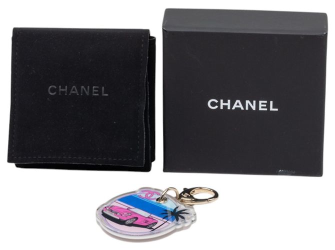 Charm per borsa logo Chanel Coco Mark Argento Rosa Blu - vista 4