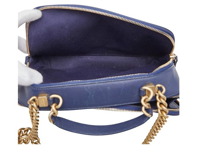 Vanity Borsa a Spalla Chanel Matelassé Coco Mark Chain Blu navy - vista 10