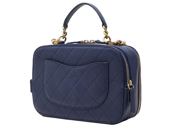 Vanity Borsa a Spalla Chanel Matelassé Coco Mark Chain Blu navy - vista 2