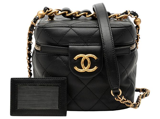 Borsa a Spalla Chanel Matelassé Coco Mark Chain Nero - vista 7